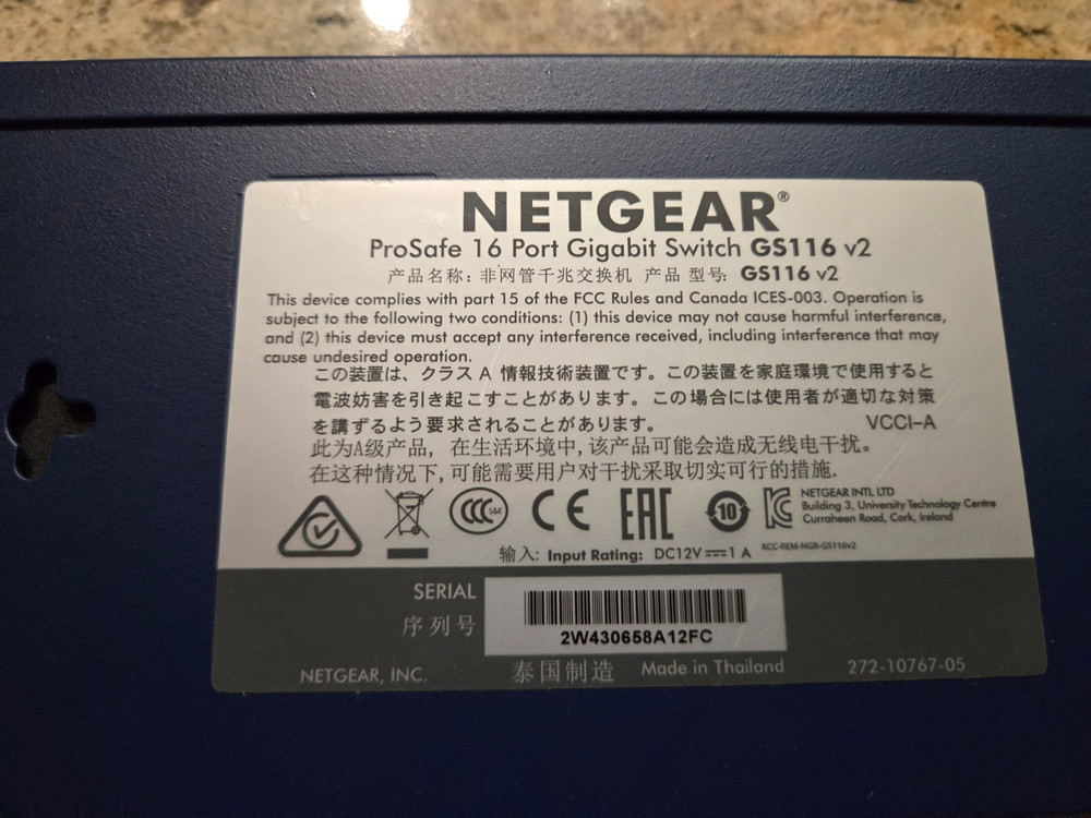NETGEAR ProSafe (GS116) 16-Ports External Switch