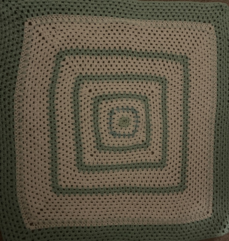 Mint Green & White Square Baby Blanket