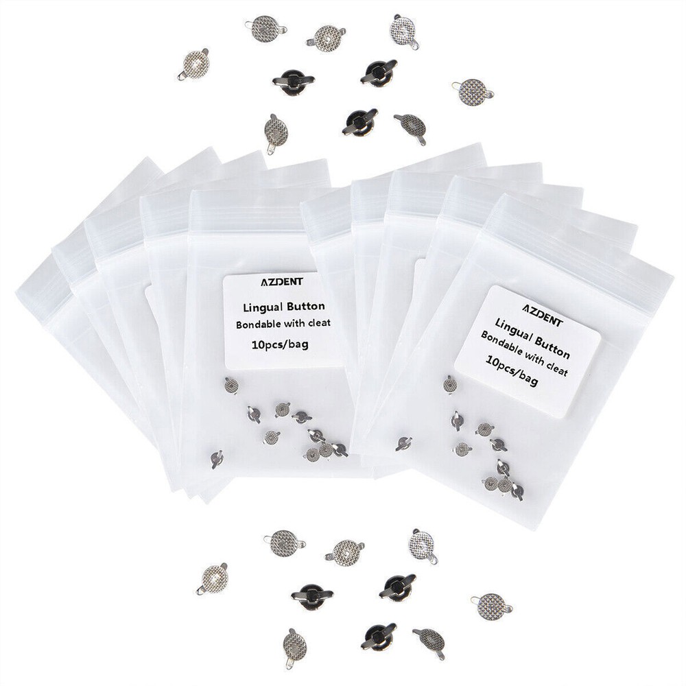 AZDENT Dental Orthodontic Lingual Buttons Bondable Round /Rectangular Base