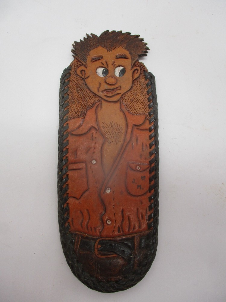 Vintage Tooled Leather Novelty Cowboy Sheath