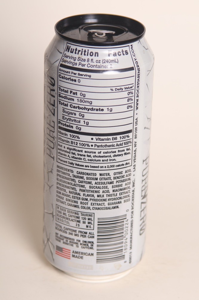 Rockstar Pure Zero Energy Can - 16oz Empty 2013