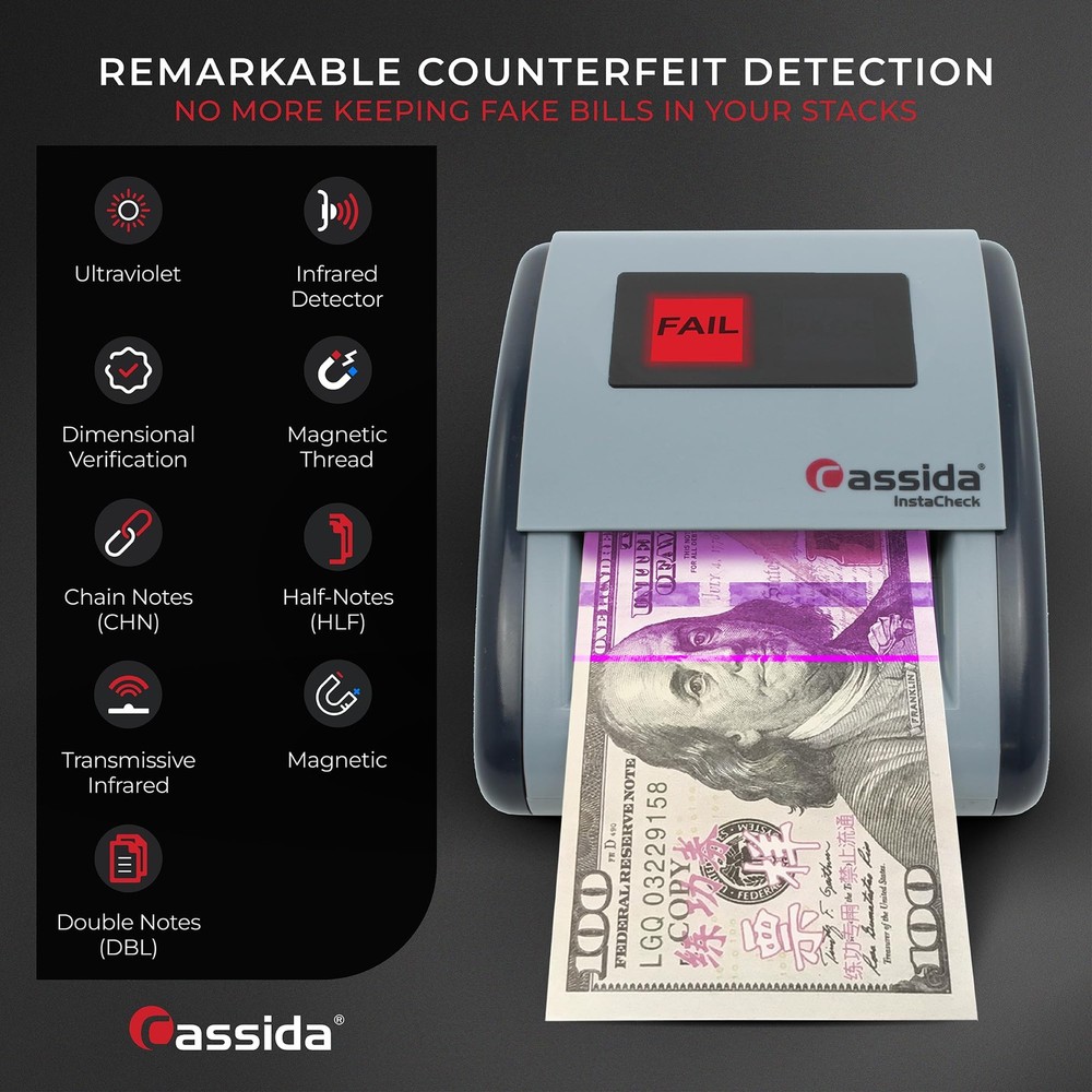 InstaCheck Small Footprint, Easy to Read Automatic Counterfeit Detector with