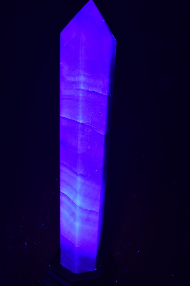 Green Fluorite Tower / Obelisk – UV Reactive Crystal Display