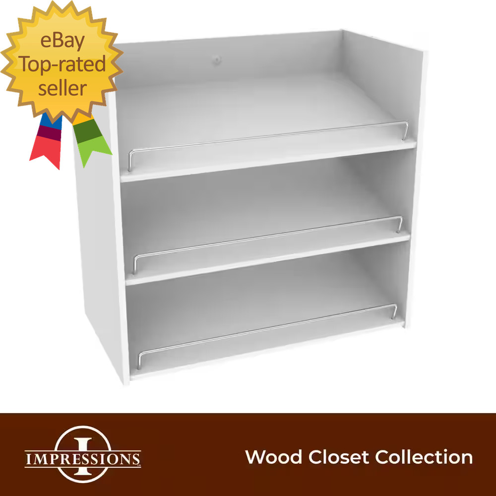 Impressions 3-Shelf White Shoe Organizer