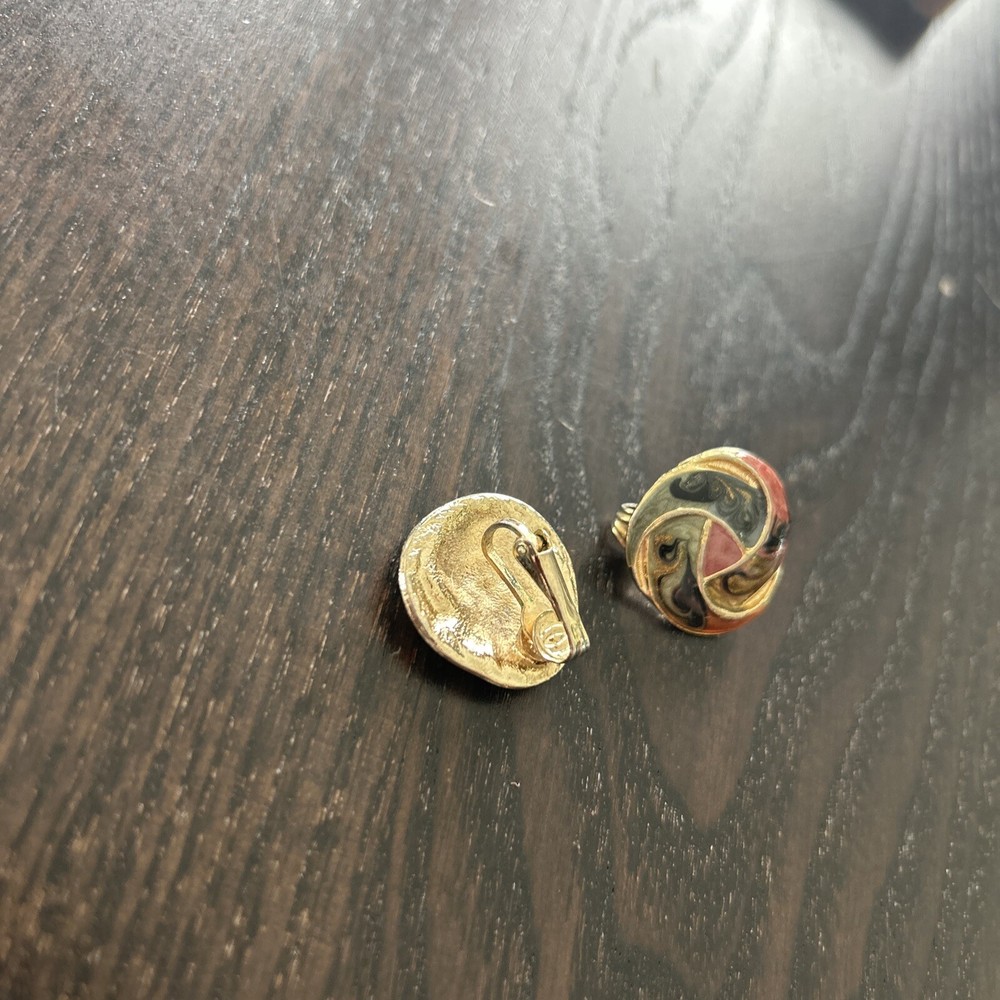 Clip On Spiral Marbled Earrings