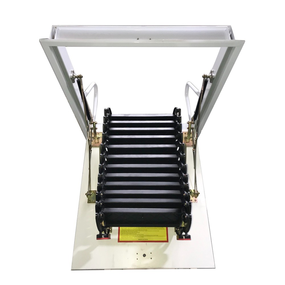 Attic Ceiling Ladder 10 ft Ceiling Mounted Folding Stairs Pull Down Ladder Black