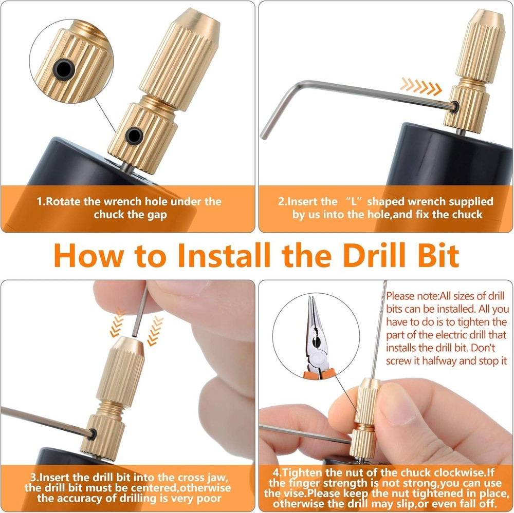 Versatile Electric Drill Kit with 8 Fine Bits for Resin and Polymer Projects