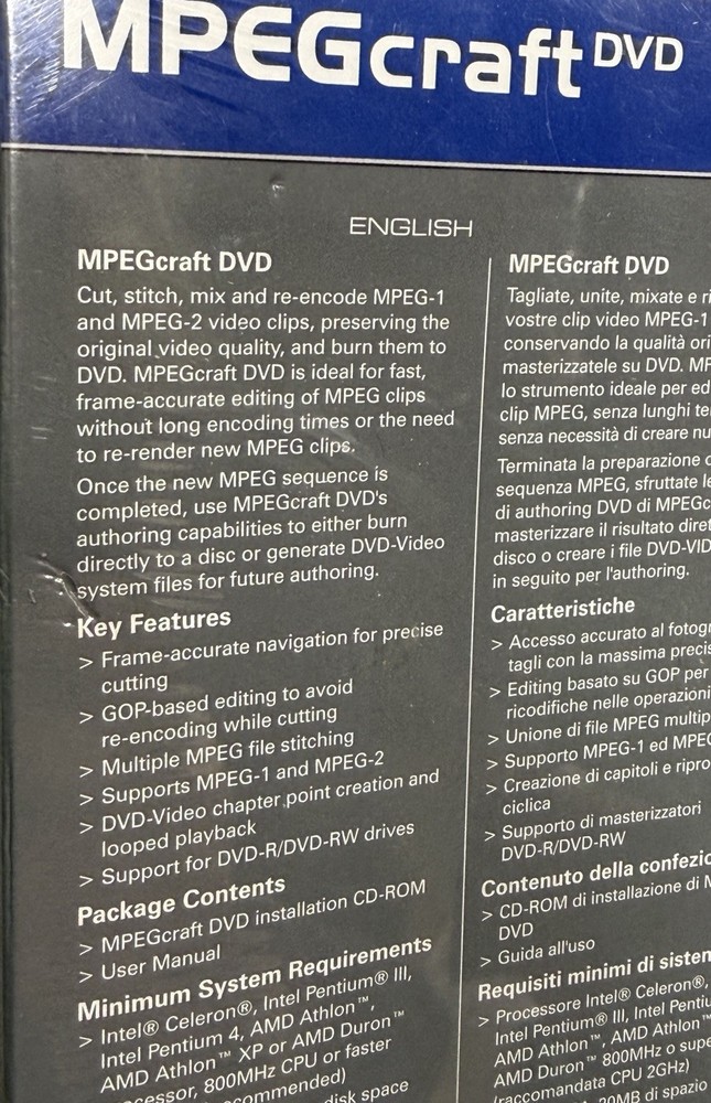 Canopus Software, Mpeg CraftDVD - New Vintage Software - Shrink Wrapped