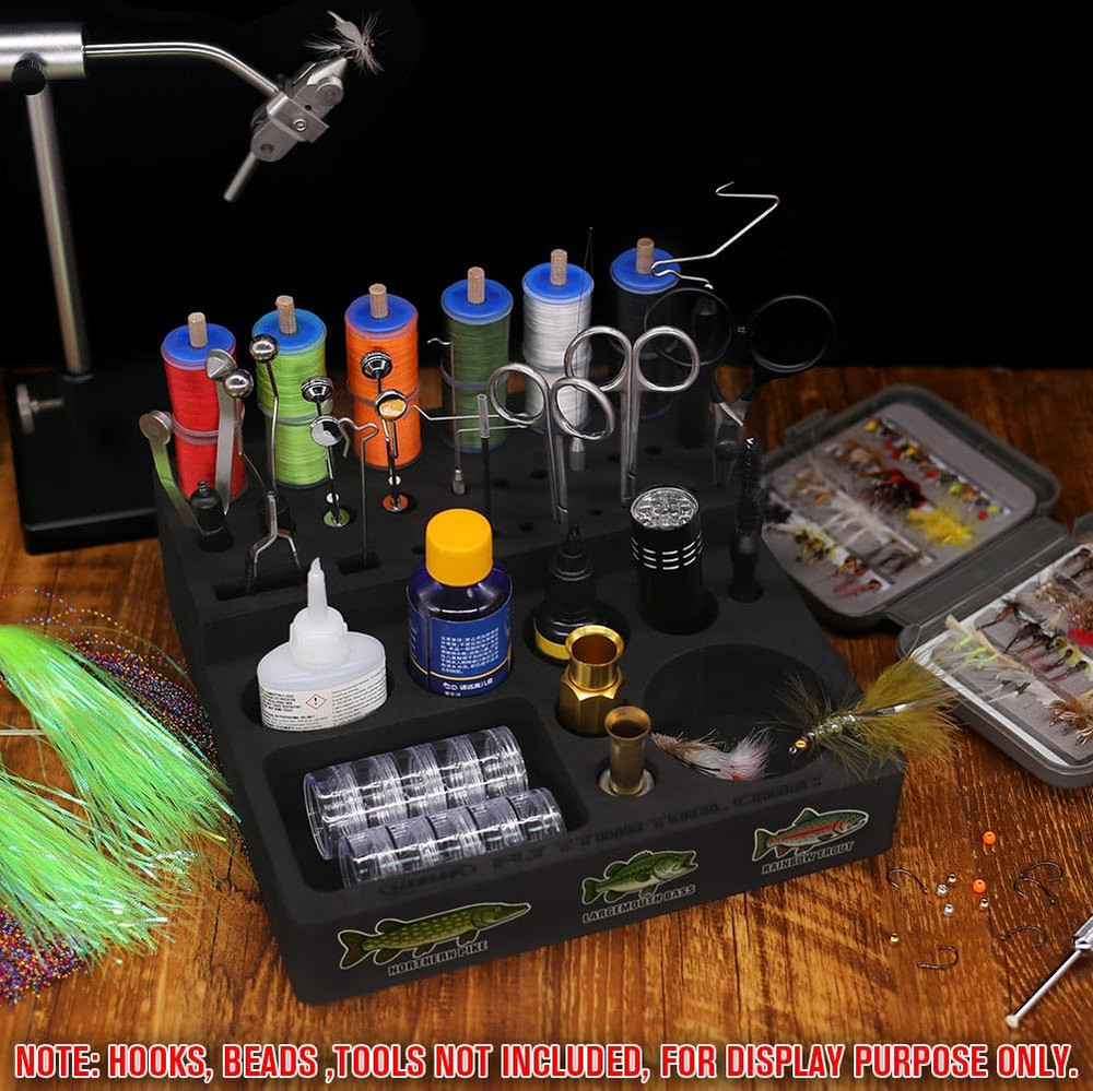 Fly Tying Tool Organizer - Holds 20 Spools & 10 Accessory Boxes
