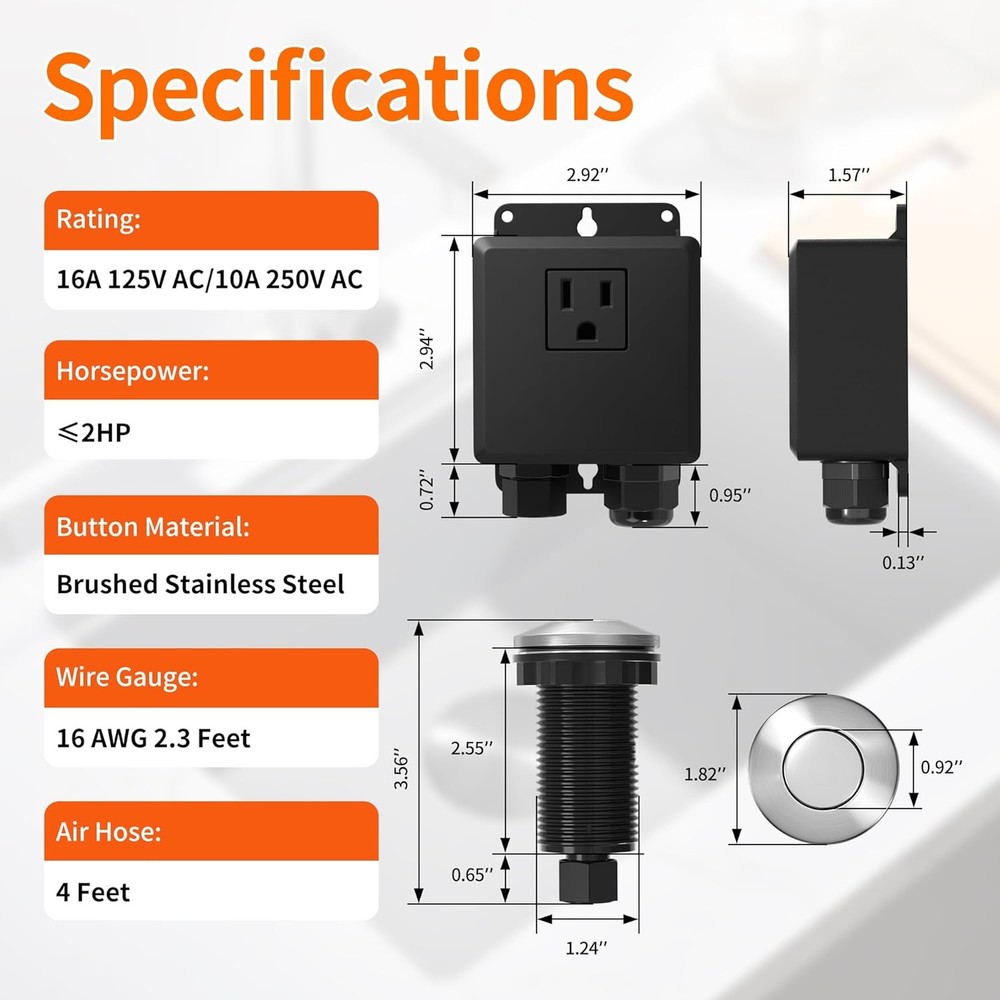 Garbage Disposal Button Kit, Garbage Disposal Air Switch Kit Sink Top Switch for
