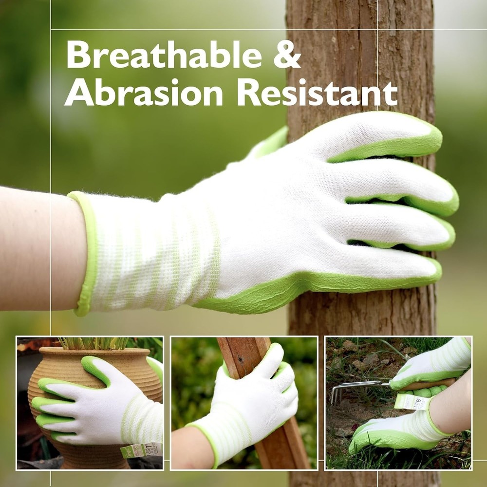 Eco-Friendly Bamboo Gardening Gloves - 2 Pair Set with Durable Latex Coating