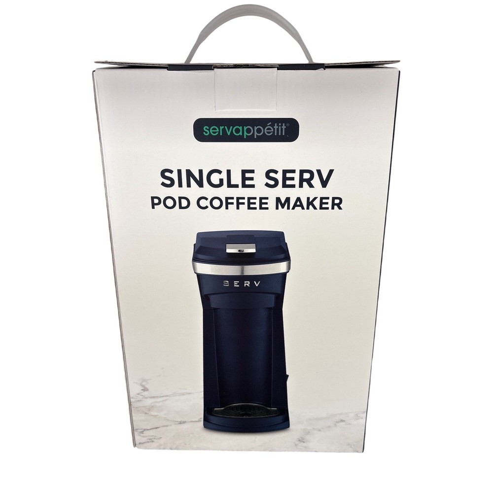 Servappetit Single Serv Pod Coffee Maker Navy K-Cup Compatible 15oz Capacity