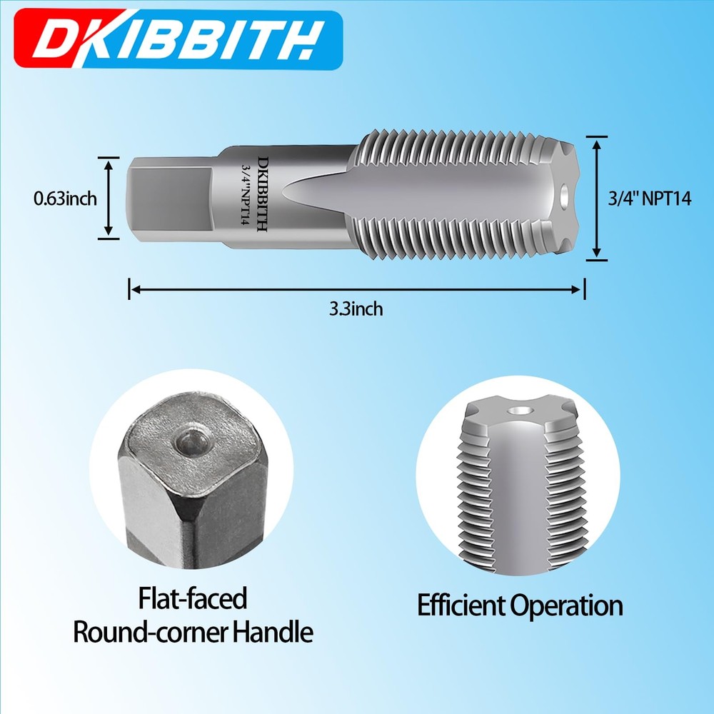 DKIBBITH 3/4" NPT Pipe Tap Carbon Steel Hand Threading Tool for Assorted