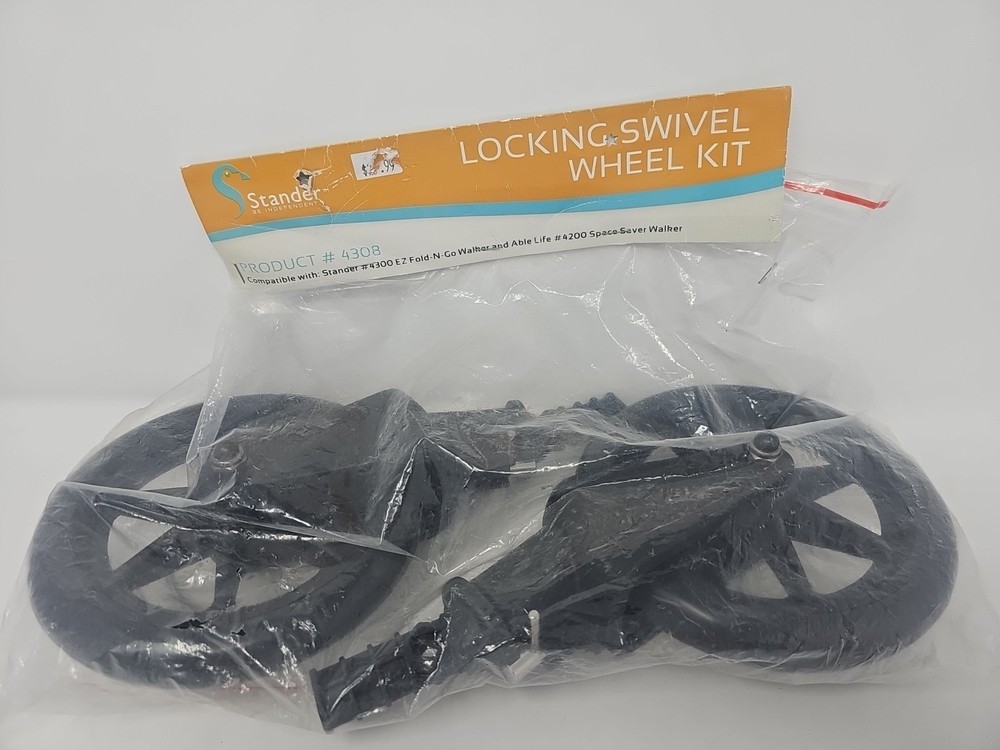 Stander 4308 Walker Locking Swivel Wheel Kit Replacement Casters