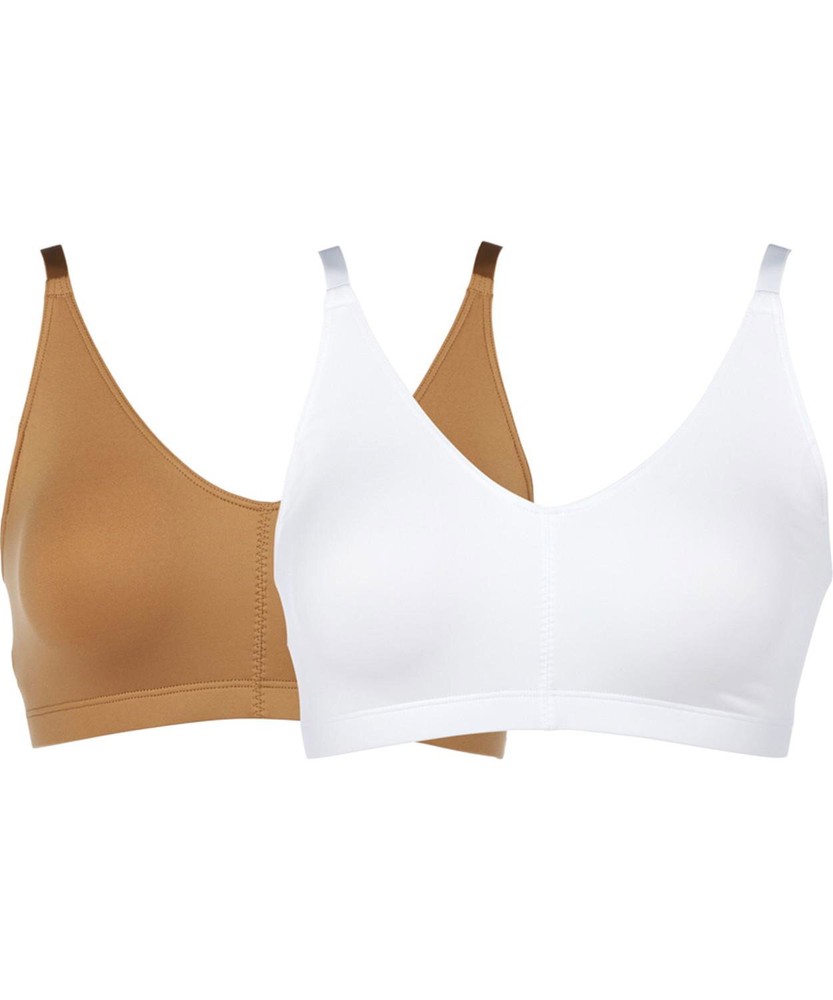 Rhonda Shear 2-pack Super Stretch Pullover Leisure Bra Maple/White