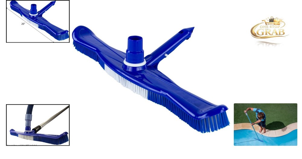 20-Inch Plastic Pool Wall Brush Compatible with Telescoping Poles Durable Nyl...