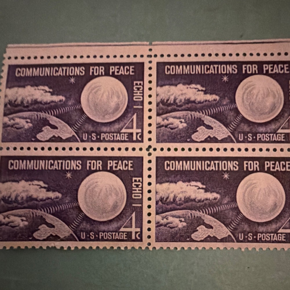 United States Postage 4 Cent Communications for Peace Echo Plate Block