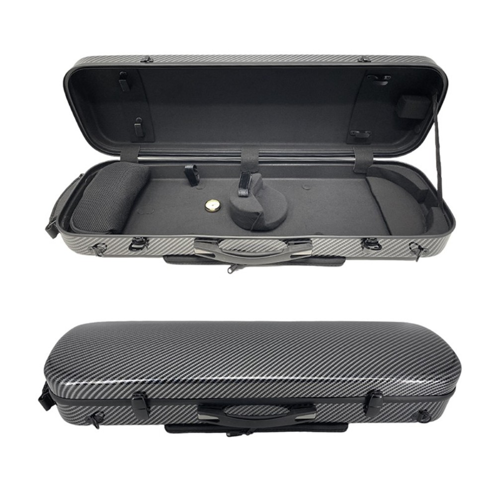 4/4 Carbon Fiber Violin Case Thick Padding Adjustable Backstrap Bow Holder Light