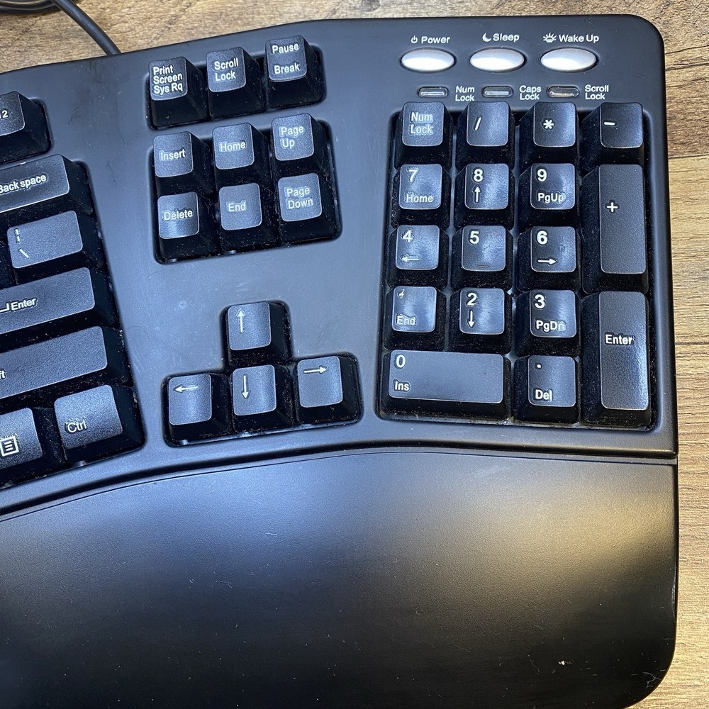 Adesso PCK-208B Ergonomic Split Keyboard w/Integrated Touchpad Wired USB TESTED