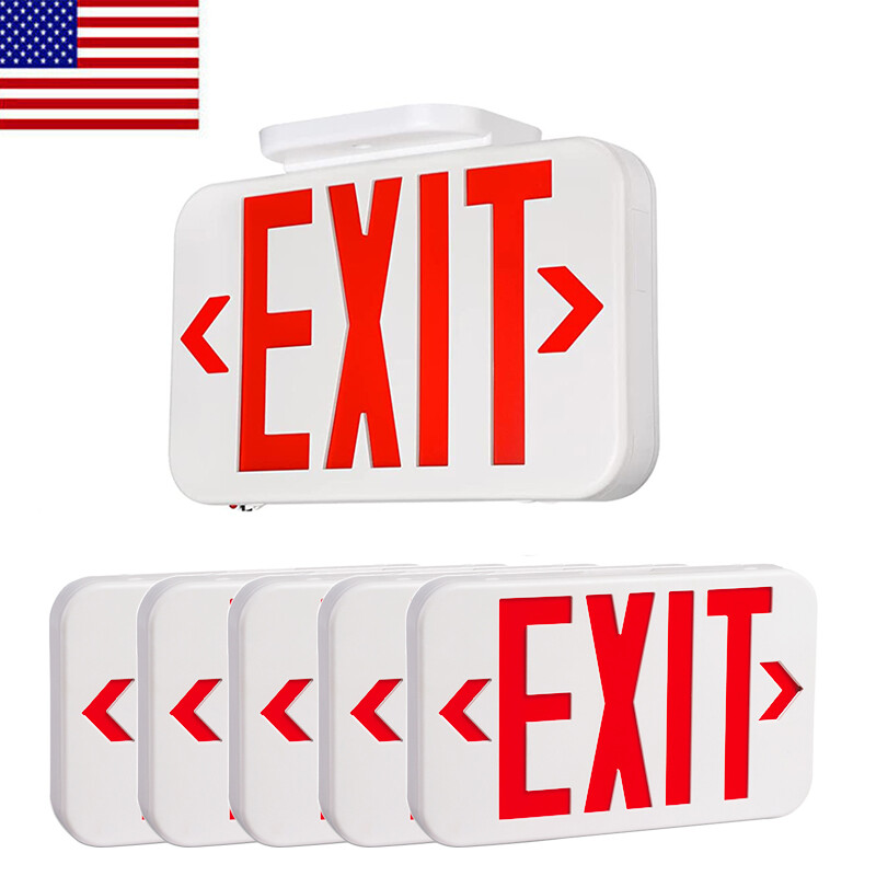 5Pack LED Emergency Exit Light Sign Battery Backup Fire Double Face Red Letter