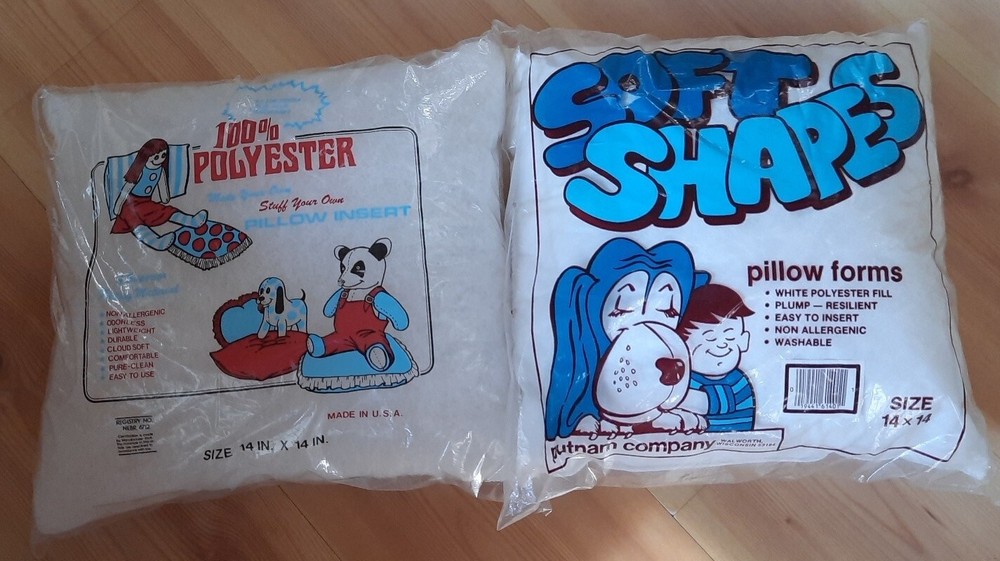 2 Vintage 14 Inch Square Pillow Polyester Inserts