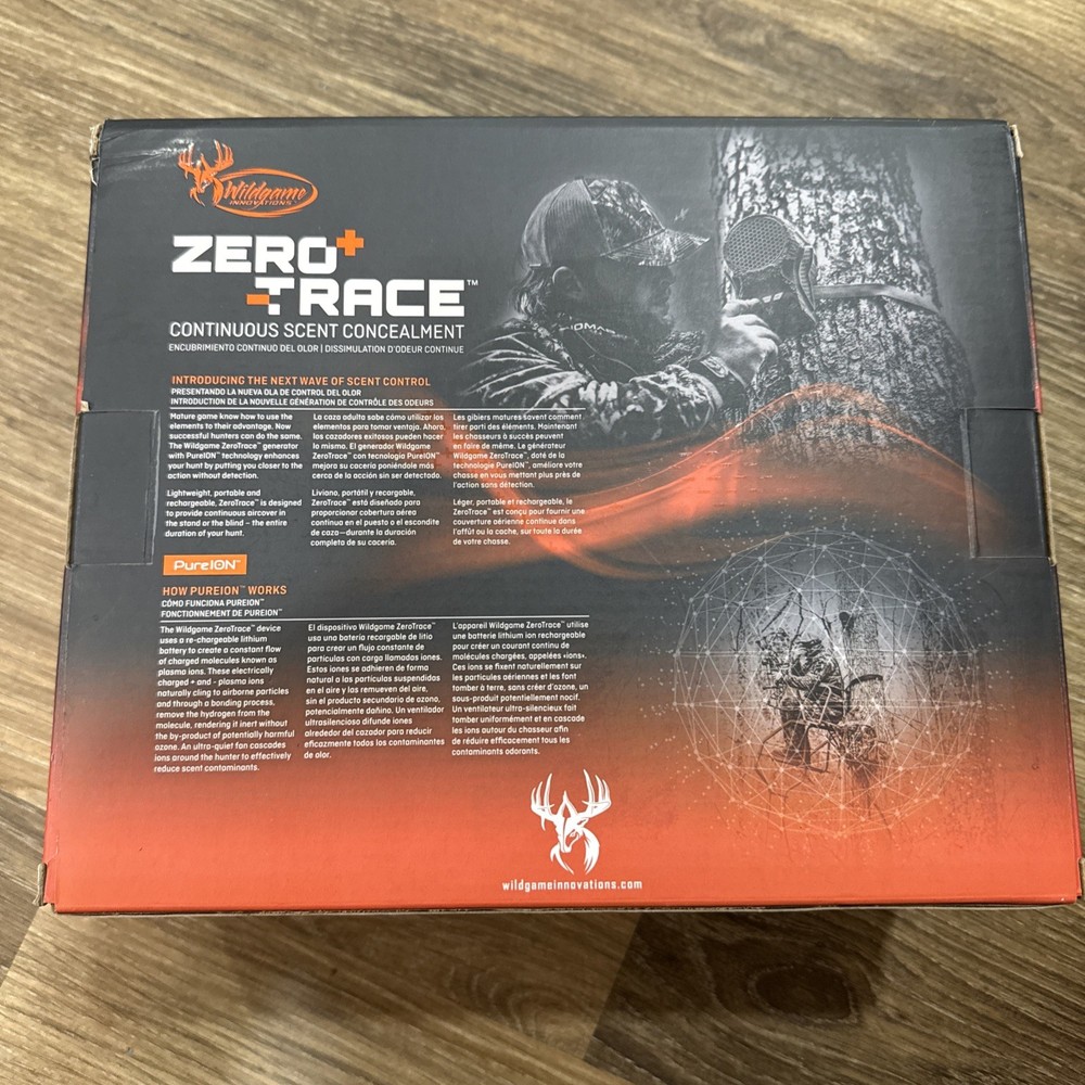 Wildgame Innovations Zero Trace Portable Scent Eliminator NEW OPENED BOX