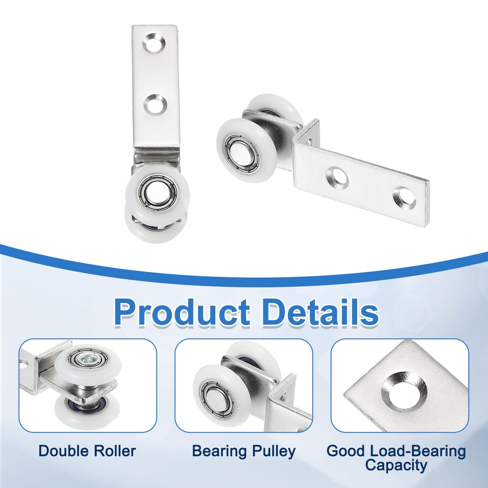 4Pcs Curtain Hanging Wheel, Window Track Rollers Smoothly Bearing Pulley, Silver