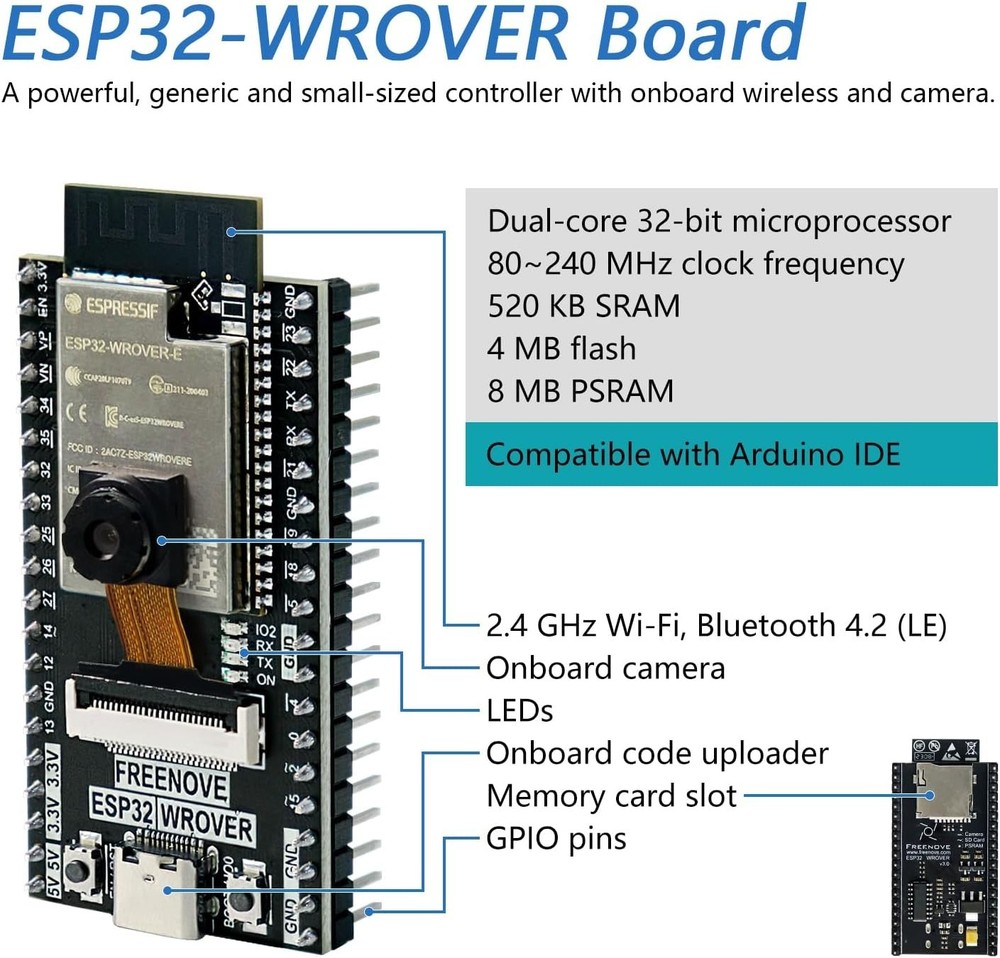 Dual-Core 240 MHz Microcontroller Kit: 122 Projects, WiFi & Bluetooth Included