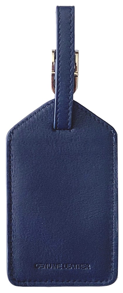 Navy Genuine Top Grain Leather Luggage Tag