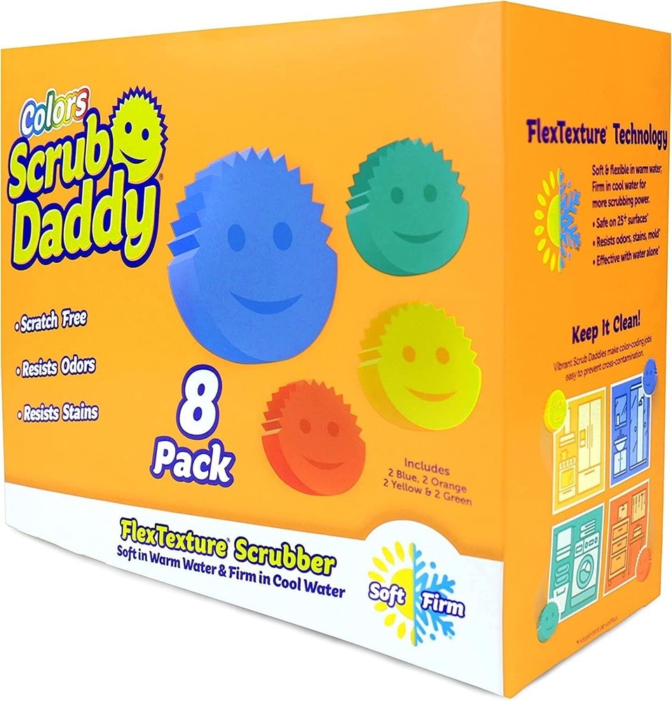 Scrub Daddy Colors Flex Texture Scrubber Sponges, 8 Pack