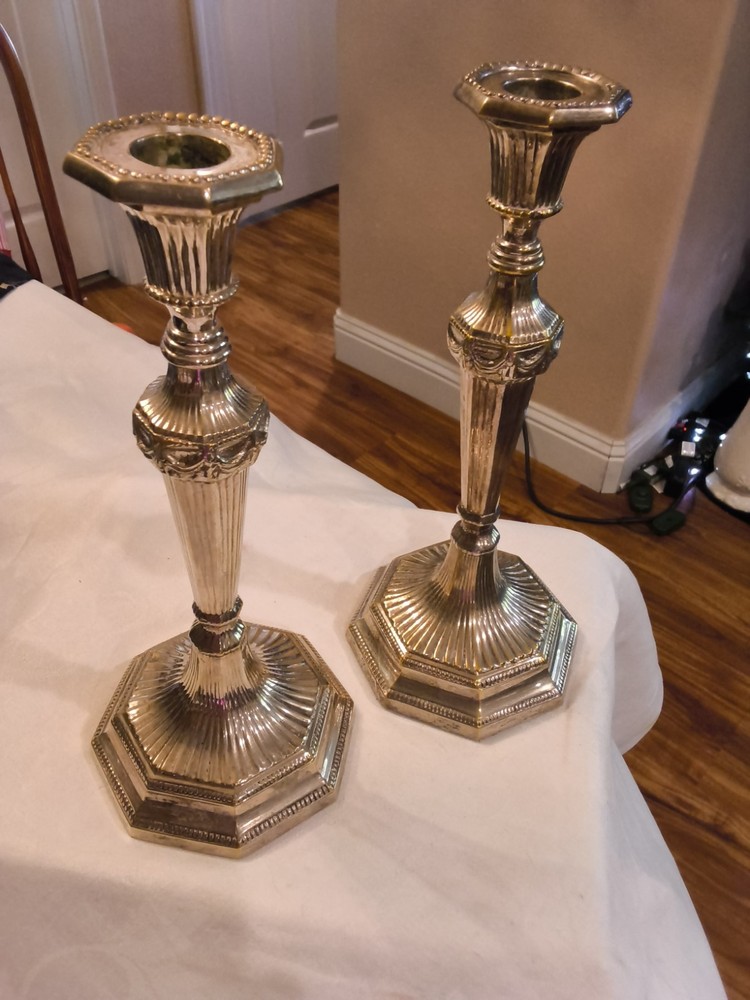 2 BOUGOIRS STYLE SILVER PLATE CANDLESTICKS STATLY ELEGANCE SOPHISTICATED L1