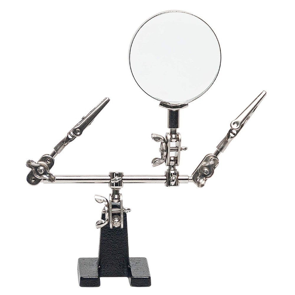 AORAEM Helping Hands Magnifier with Dual Adjustable Alligator Clips in Silver