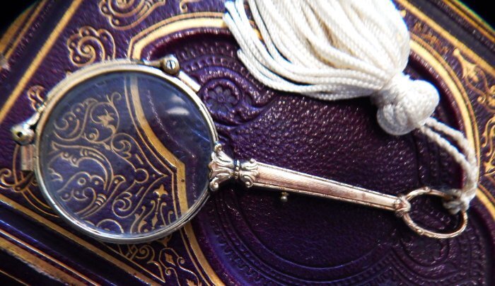 Antique Victorian Working Magnifying Folding Lorgnette Spectacles Eyeglasses