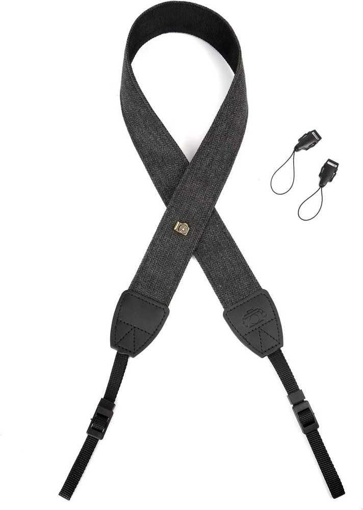 Black Canvas Camera Strap with Quick Release Buckles for DSLR/SLR