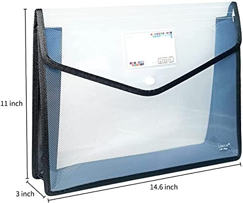 Plastic File Folders Legal Size Expandable Document Folder with 2 Pack Black