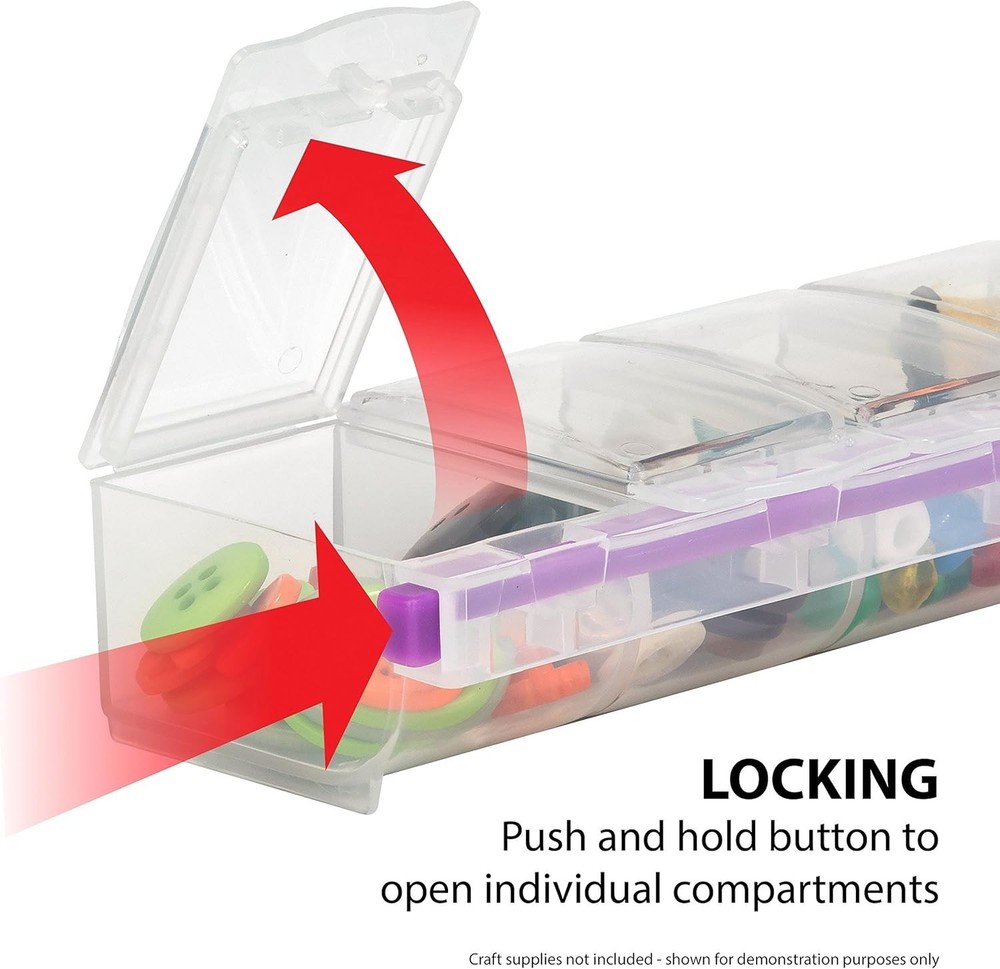 Portable Bead Organizer - 7 Transparent Locking Compartments for Craft Projects