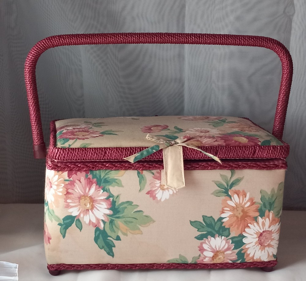 Fabric Craft Sewing Basket Box Rectangular Fabric Covered Storage Box #W-S