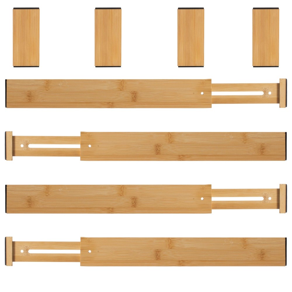 Expandable & Adjustable Drawer Organizer with 4 Dividers & 4 Inserts Storage ...