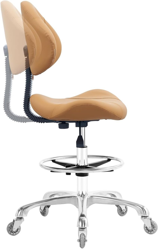 Rolling Swivel Drafting Chair Adjustable Heavy Duty (400Lbs) Lumbar Support Task