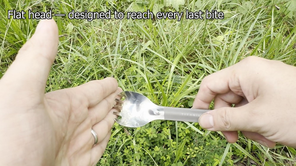 Titanium Long Handle Spork with Polished Bowl