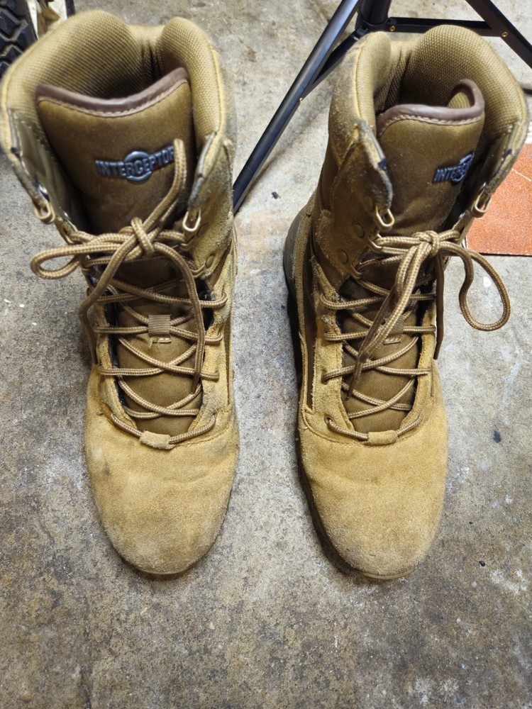 Size 10 INTERCEPTOR Frontier 6" Tactical Combat Boots Men's Brown Suede