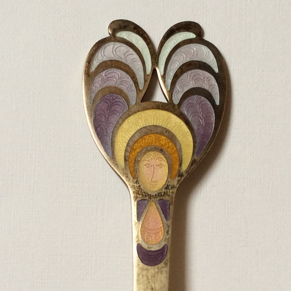 1972 A. Michelsen Denmark Sterling Silver Vermeil Enamel Fork