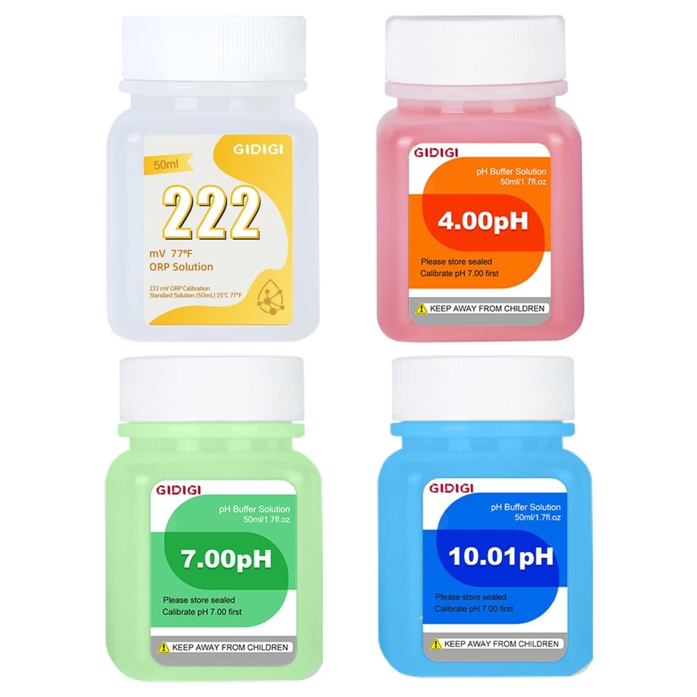 pH ORP Meter Calibration Buffer Solution Kit, Includes 4.00, 7.00 and pH...