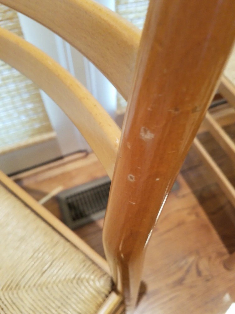 5 Mid Century Maple Chairs With Woven Rush Seats