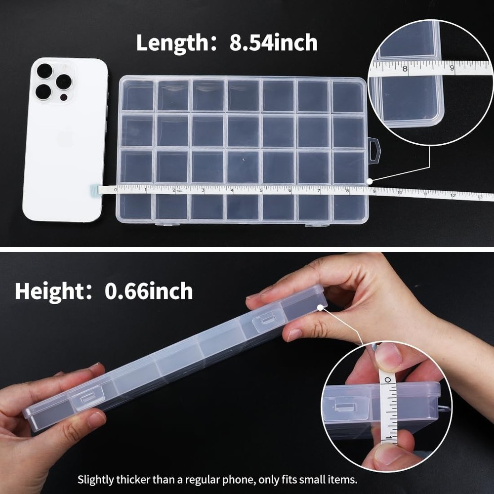 Elegant 28-Compartment Bead Organizer Box - Clear Plastic Crafts Storage