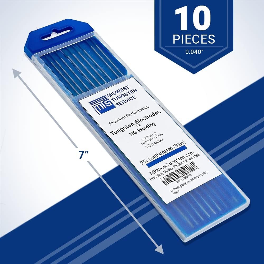 Reliable Blue Tungsten Electrodes for TIG Welding - 10-Pack