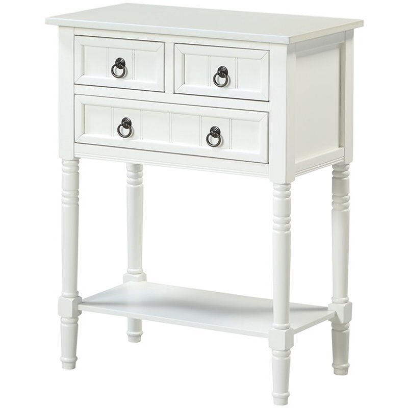 Pemberly Row Transitional Console Table in White Wood Finish