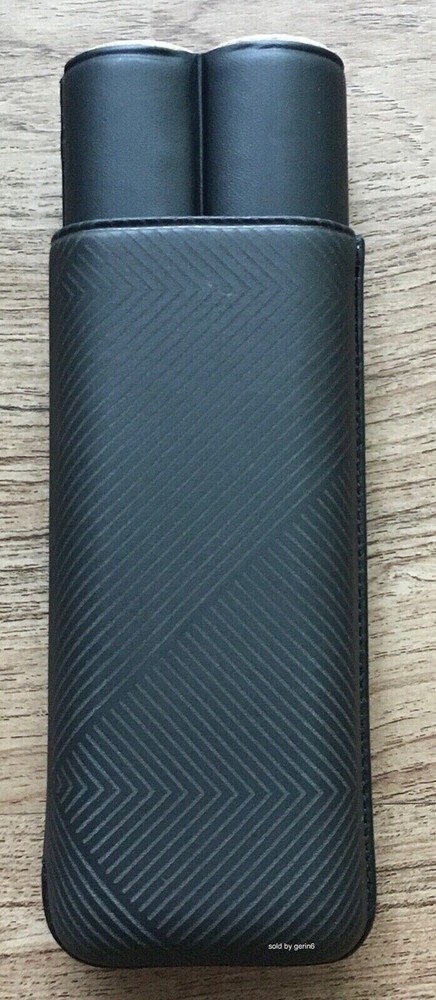 Davidoff Black Leather Leaf Pattern XL-2 Double Cigar Case / Pouch 105601