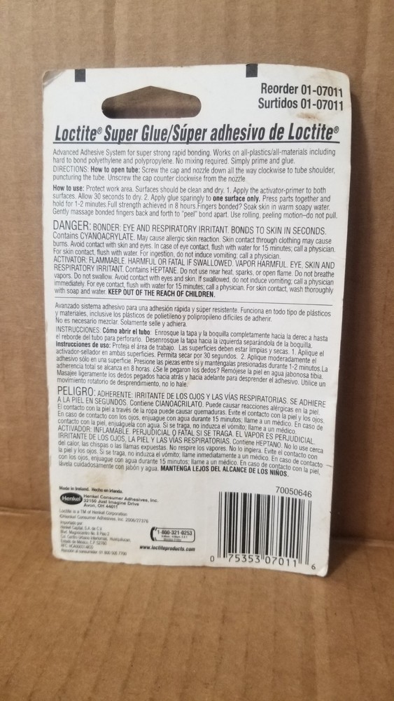 Loctite Super Glue All Plastic 2 Part Bonding Advanced System NOS