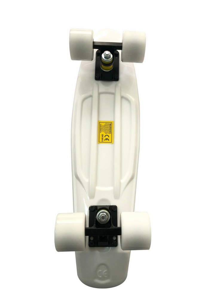 22" Skateboard Mini Cruiser Penny Style Board Plastic Deck. White/White